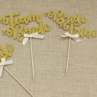  team bride to be картонен брокатен с пандела топер за торта мъфини топери декор за сватба моминско , снимка 3 - Други - 34398522