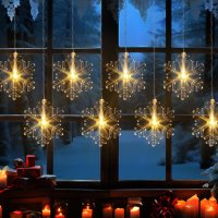 Коледни светлини за прозорци и стени със снежинки, снимка 1 - Декорация за дома - 42829646