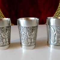 Чаши от калай с лов на глиган. , снимка 6 - Антикварни и старинни предмети - 44479317