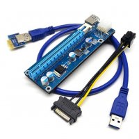 Промоция! Екстендери Estillo Riser Card 6Pin PCI-Е x 1 към PCI-Е x16 риг крипто рейзъри, снимка 2 - Кабели и адаптери - 35125372