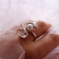 Уникален сребърен пръстен с перла - модел R025A, снимка 7 - Пръстени - 30464644
