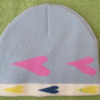 Детска  плетена шапка в млечен син цвят, нова, снимка 4 - Шапки, шалове и ръкавици - 38596005