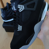 Nike Air Jordan 4 Black Canvas Нови Оригинални Мъжки Обувки Кецове Маратонки Размер 45 Номер Черни, снимка 2 - Кецове - 42216597