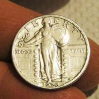 Рядък сребърен американски долар сребърен долар  QUARTER DOLLAR - 1928 г. - за колекционери, снимка 1 - Нумизматика и бонистика - 31553071