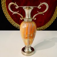 Посребрена ваза,амфора,оникс. , снимка 1 - Вази - 37274869