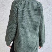 Дамски ежедневен широк пуловер с висока яка и цепка, 5цвята - 023  , снимка 14 - Блузи с дълъг ръкав и пуловери - 42911716