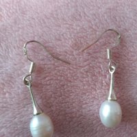 Сребърни обеци с перли , снимка 2 - Обеци - 25803821