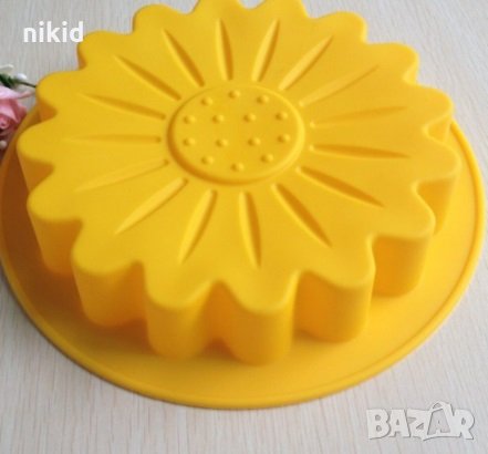 Цвете Слънчогледова пита пита силиконова форма тава за направа печене кекс торта желиран сладкиш, снимка 1