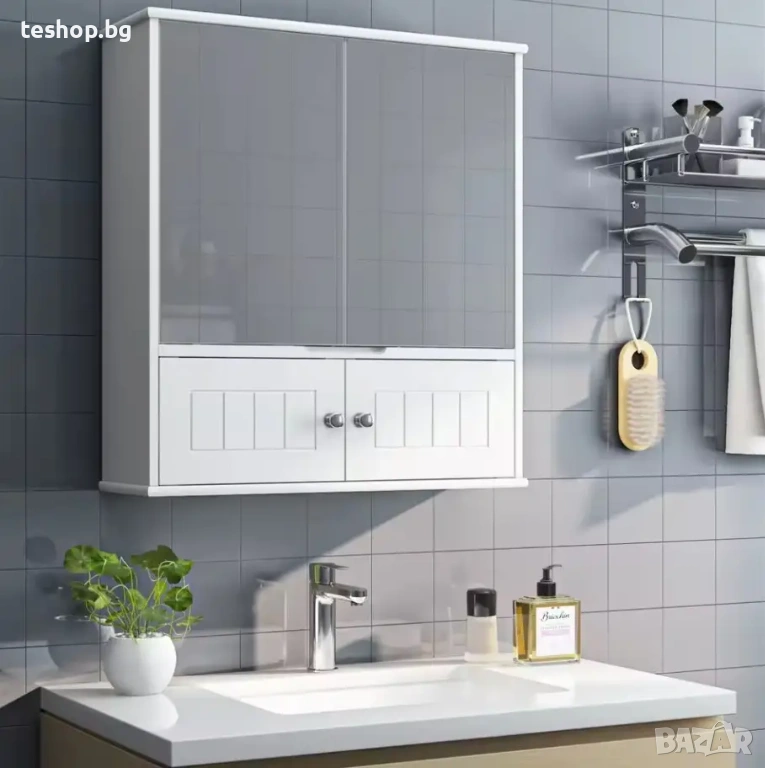 Шкаф за баня HOS-MD огледален 55х60х17.5 бял, снимка 1
