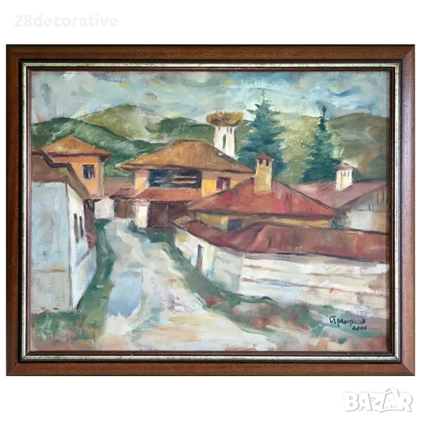 Картина в дървена рамка с подпис, снимка 1