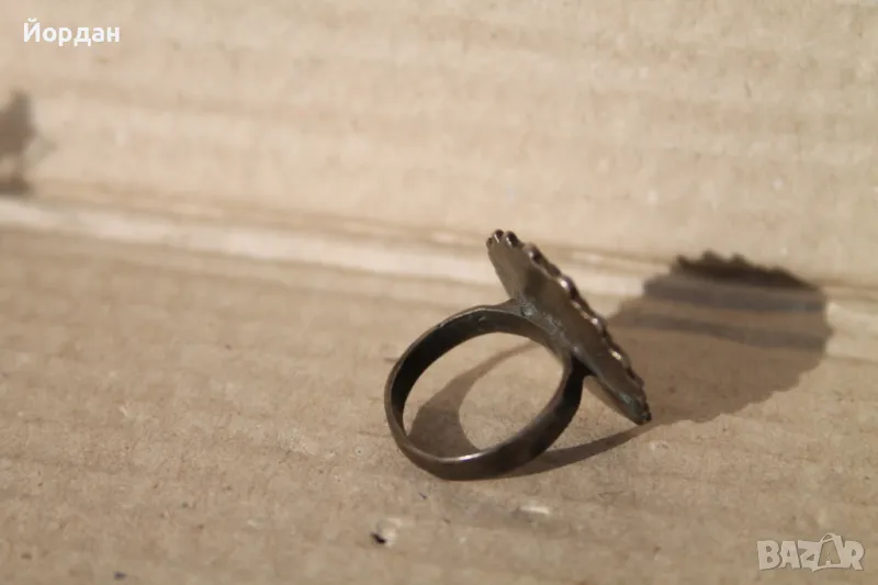 Сребърен възрождеснки пръстен с живачна позлата, снимка 1