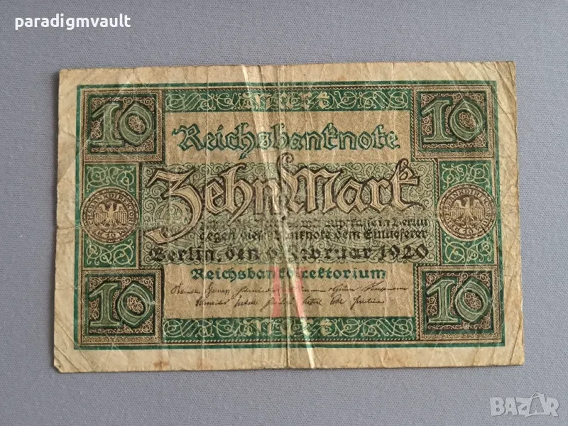 Райх банкнота - Германия - 10 марки | 1920г., снимка 1