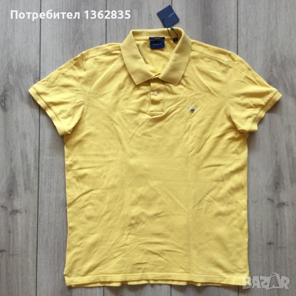НОВА оригинална жълта памучна поло тениска с яка GANT размер L от САЩ, снимка 1