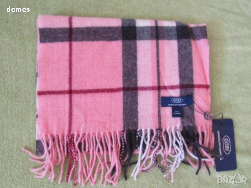  Нов кашмирен шал GOBI-розово, сиво и черно, Монголия, снимка 1