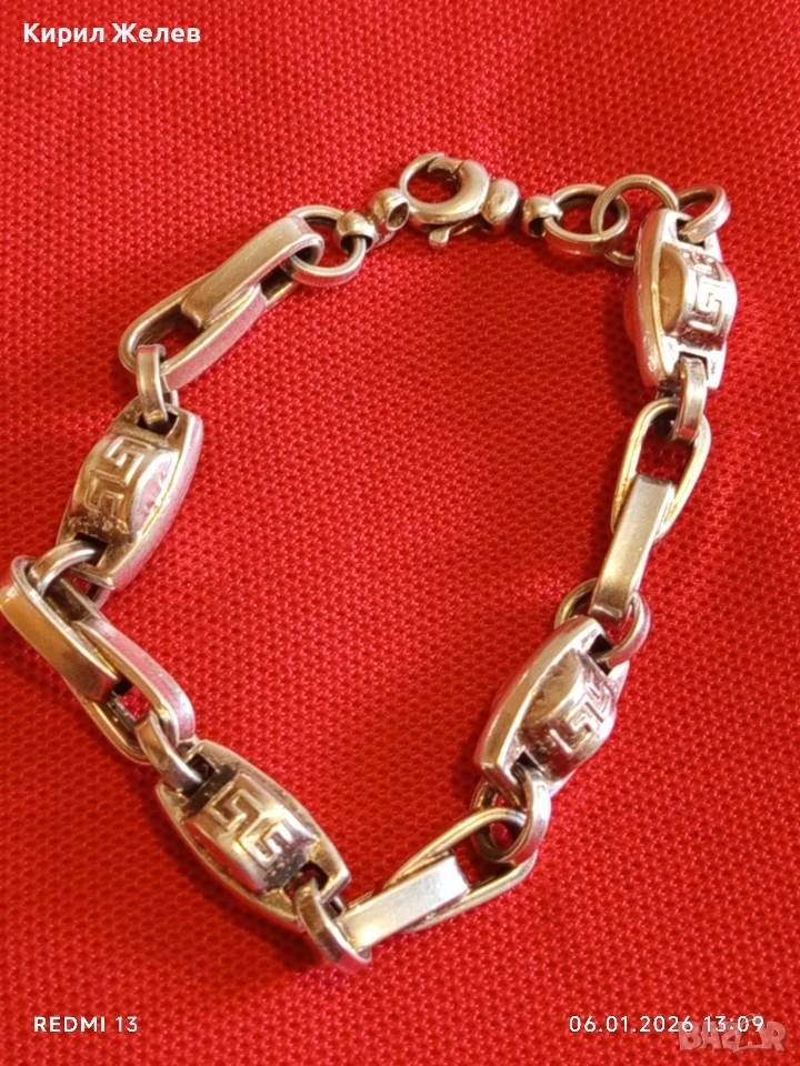 Сребърна гривна плетка тип ГРЪЦКИ КЛЮЧ масивна фешън модел много красива 10859, снимка 1