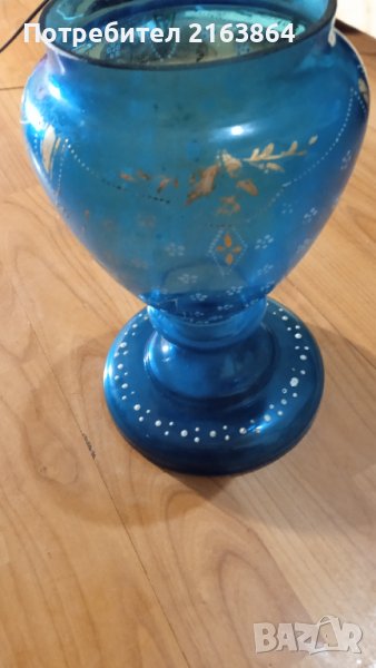 стара синя ваза за цветя, снимка 1