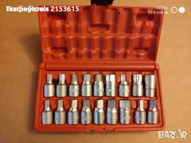 TRIDENT TOOLS 18бр 3/8 DRAIN PLUG KEY SET вложки камъни комплект, снимка 1