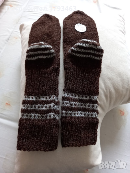 Ръчно плетени мъжки чорапи от вълна размер 43, снимка 1