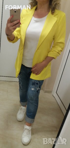 Удължено жълто ЛЯТНО сако, снимка 1