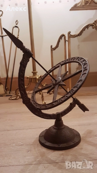 Голям Чугунен слънчев часовник, Действащ! 2.6кг, снимка 1