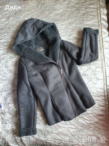 Сиво дебело палто с качулка, снимка 1