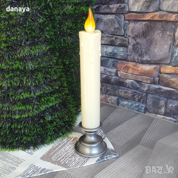 3171 Голяма реалистична електронна свещ с LED пламък, 30 см, снимка 1