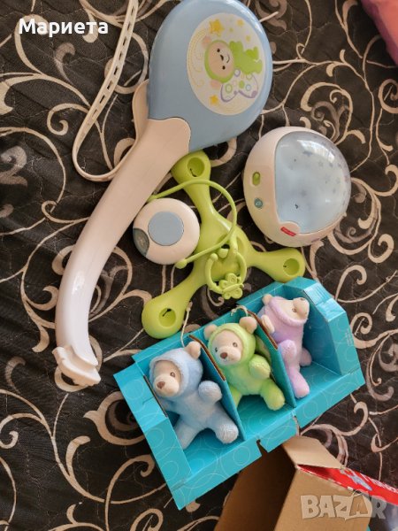 Музикална въртележка за кошара, легло и количка Fisher Price Мечета пеперуди 3в1, снимка 1