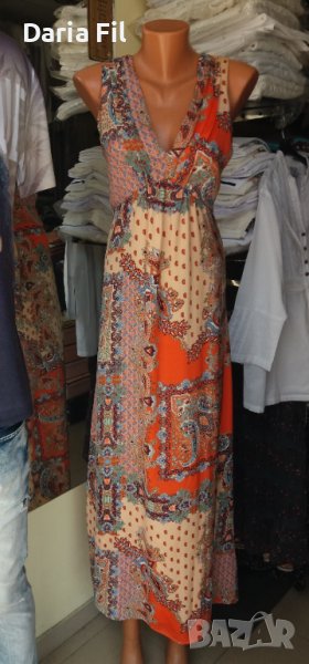 УНИКАЛНО КРАСИВА дълга рокля с пейсли принт - ХС размер , снимка 1