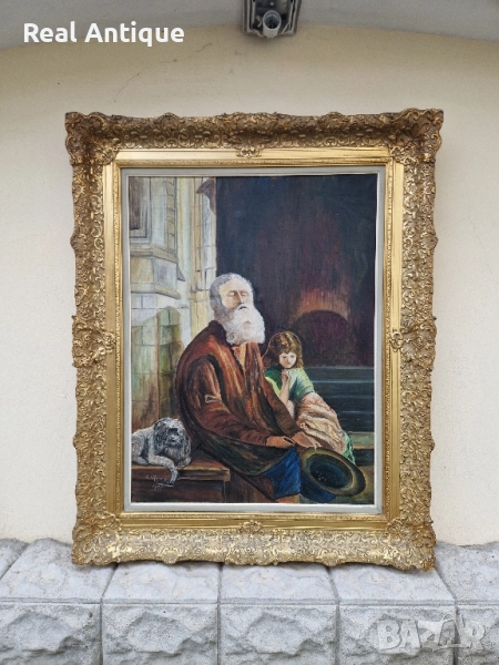 Уникална антикварна белгийска майсторска авторска картина масло върху платно , снимка 1