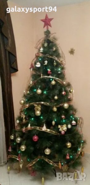 Елха Зелена 210см с Метална Стойка коледна Елха, снимка 1