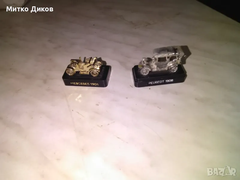 Mercedes 1901 35х14х18 мм  и Peugeot 1908 46х22х15мм винтидж модели на коли на постамон, снимка 1