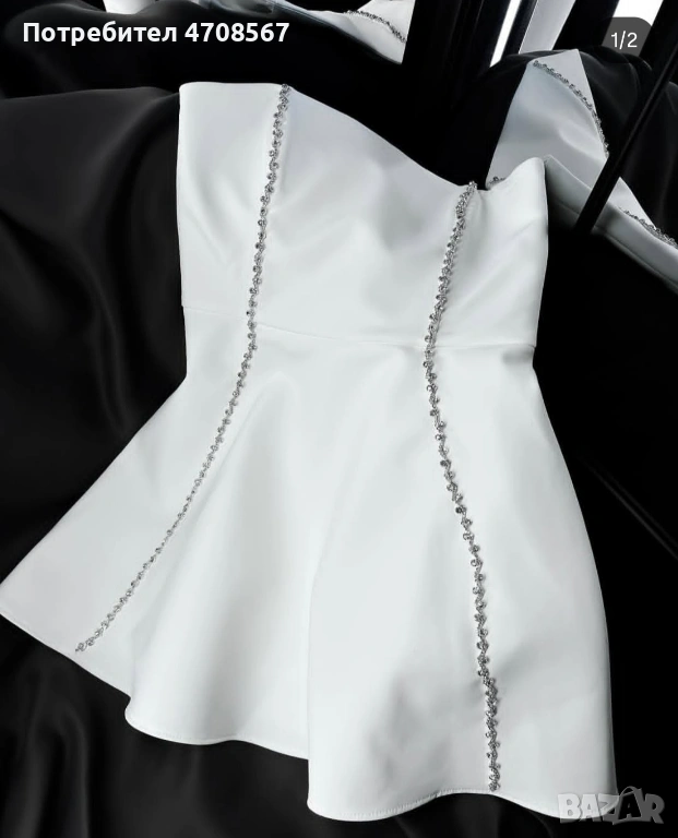 Къса бяла рокля - yoannacollection, Размер xs, нова, снимка 1