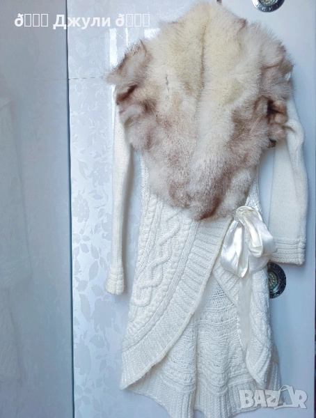 Стилно палто от ангора с естествен косъм, снимка 1