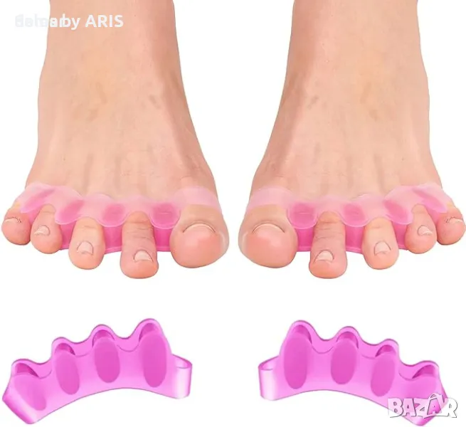 Разделители за пръсти: гел, за корекция, бурсит, розови - 1 чифт, снимка 1