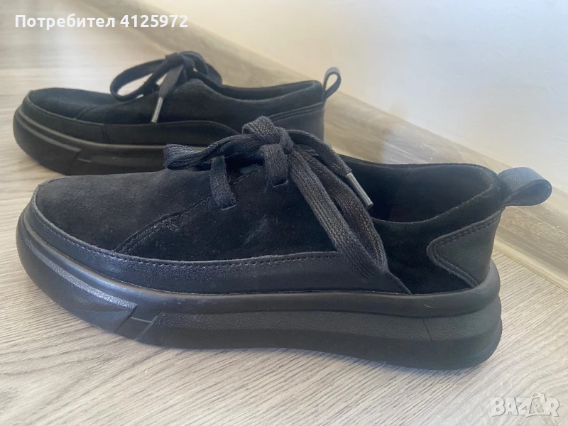 Спортно елегантни черни обувки/ маратонки, велур, размер 37,5, снимка 1
