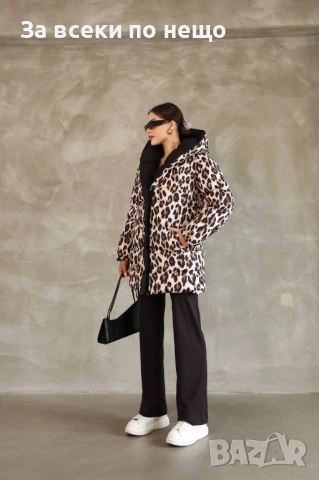 Двулицево Дамско Яке С Леопардов Мотив Със Силиконов Пълнеж Код S12, снимка 5 - Якета - 52393495
