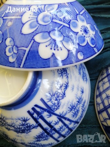 Китайски порцелан в син цвят - 5 броя, снимка 4 - Сервизи - 42930047