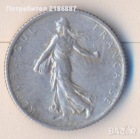 Франция стар сребърен франк 1915 година, снимка 2 - Нумизматика и бонистика - 38318699