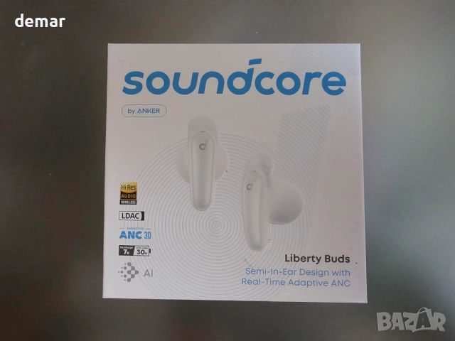 Безжични Bluetooth слушалки Soundcore Liberty Buds от Anker, бели, снимка 10 - Bluetooth слушалки - 52973597
