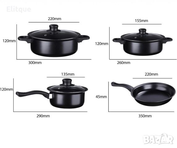 Комплект съдове за готвене от 13 части,незалепващо покритие, снимка 5 - Съдове за готвене - 52709582