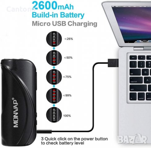 Електронна цигара вейп, MONVAP M75, 2600 mAh, 75 W​ - body, снимка 3 - Електронни цигари - 37510149