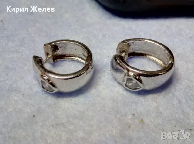 ШАРМАНТНИ СРЕБЪРНИ ОБЕЦИ СРЕБРО 925 с БЯЛА ПОЗЛАТА и СЪРЦЕВИДНИ ФАСЕТИРАНИ ЦИРКОНИ 47480