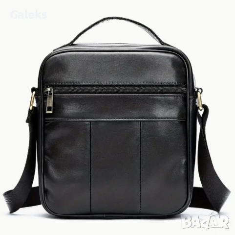 Изискана мъжка бутикова чанта за през рамо /Черна и кафява естествена кожа!, снимка 13 - Чанти - 50024605