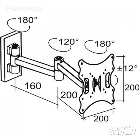 Въртяща стойка за Телевизор 14-42" инча THUNDER L312N, с 2 подвижни рамена, VESA 200, до 30кг, снимка 2 - Стойки, 3D очила, аксесоари - 34158591