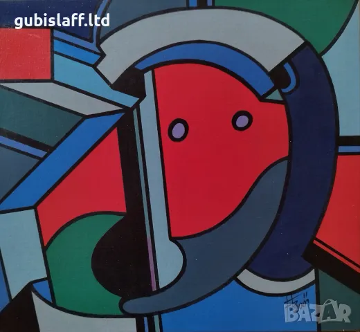 Картина, абстракция, кубизъм, худ. Богдан Бенев, 2001 г. - 1