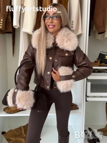 🤎 LUX FUR BROWN – Кожено яке с каракул | Италианска колекция