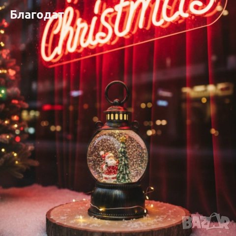Голям LED коледен фенер с ефект на падащ сняг – приказна светлина и празнична магия, снимка 3 - Декорация за дома - 52476361