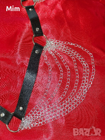 L/XXL  Черен колан със сребрист синджир , снимка 2 - Колани - 44816488