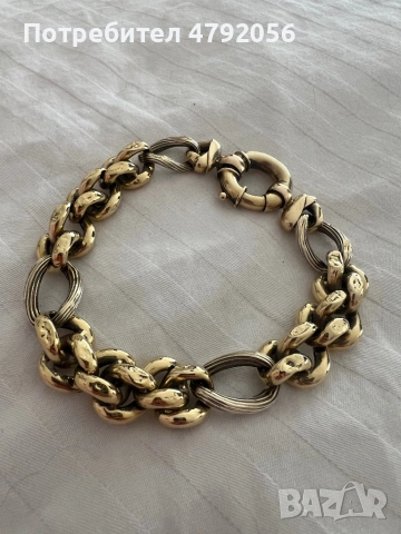 Златна гривна на Косак 14 каратово жълто и бяло злато с масивна закопчалка.Подходяща за жени и мъже, снимка 3 - Гривни - 54146360