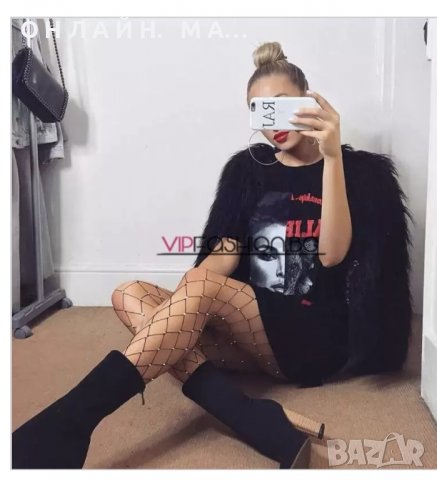 ЧОРАПОГАЩНИК ЕДРА МРЕЖА, ДЕКОРИРАН С БЛЕСТЯЩИ КАМЪНИ, снимка 2 - Бельо - 38016896